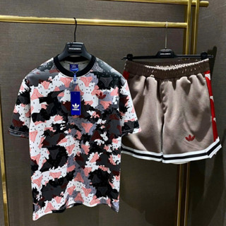  Bộ thể thao nam mùa hè áo phông quần short thái đồ bộ nam cộc tay cổ tròn form dáng trẻ trung 