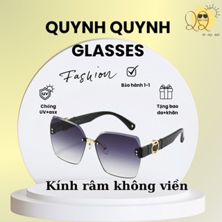 Kính mát thời trang nữ không viền kính ốc 23048 chống Uv400 mẫu mới 2025 tặng ví da khăn lau