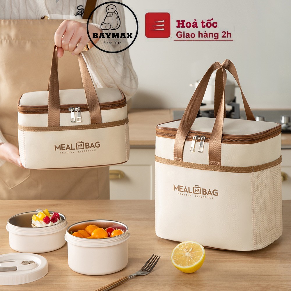 Túi đựng hộp cơm MEAL BAG lót bạc cao cấp, túi đựng thực phẩm đi dã ngoại, picnic, giữ nóng lạnh tốt