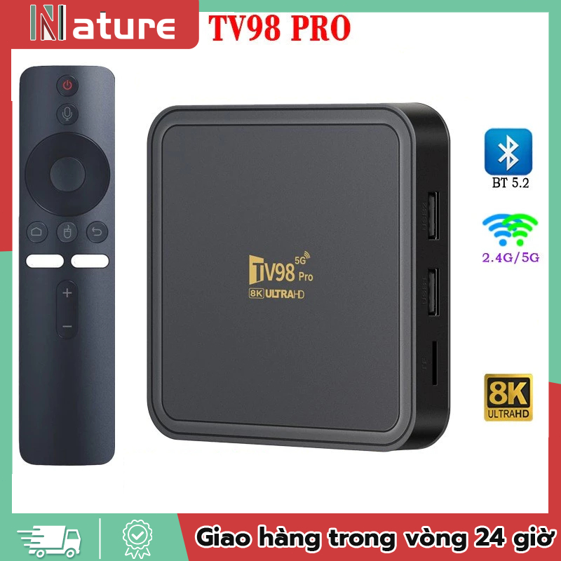 [🚛Free shipping] Android TV Box Tv98 Pro 8K Crack ATV 14 Giọng Nói Tiếng Việt 300 Kênh + Youtube Miễ
