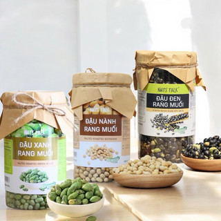  Đậu rang muối ăn liền Nuts Talk. Ăn vặt hiện đại cho người healthy. Hộp 400g.  đậu đen xanh lòng đậu nành đậu xanh  