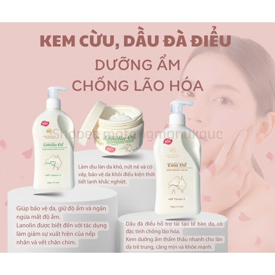 Kem dưỡng ẩm, chống lão hóa Cừu Kết Hợp Vitamin E - tinh dầu đà điểu Lanolin Oil, Emu Oil Moisturizi