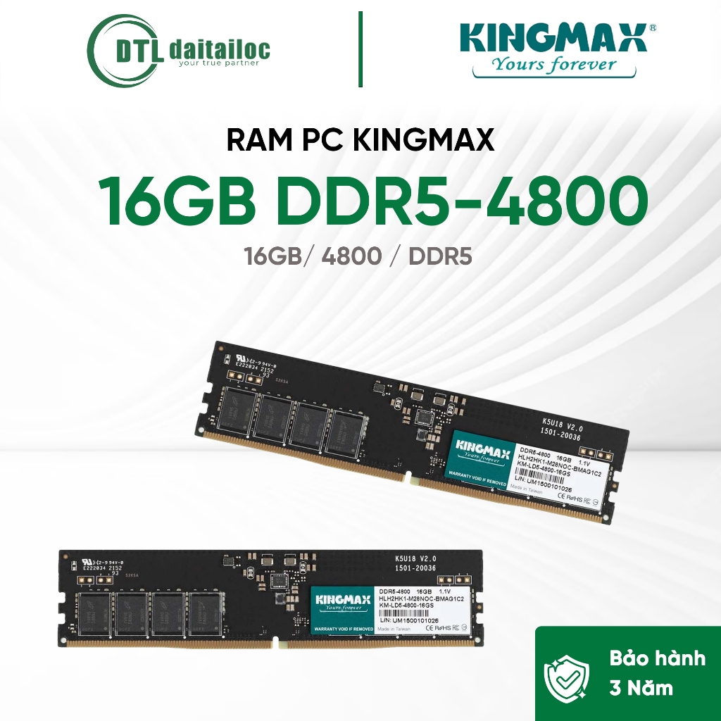 Ram PC Kingmax 8GB & 16GB DDR5-4800 | Chính Hãng | Bảo Hành 36 tháng