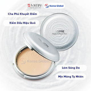 Phấn Geo Trắng Sempre Happy & Please Pact Kiềm dầu, Che phủ tốt, Bám lâu, Da mịn tự nhiên 22g
