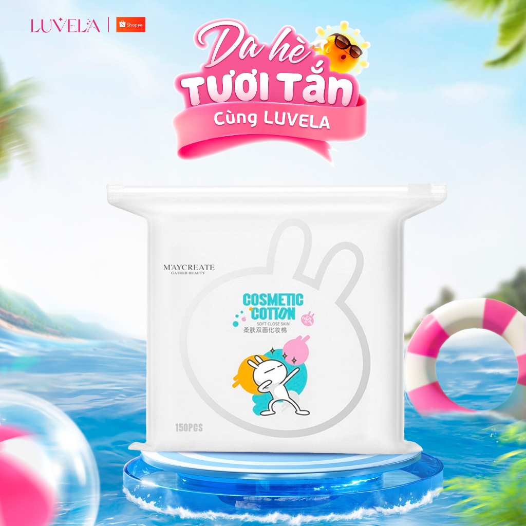 Bông Tẩy Trang Thỏ Maycreate Bông Tẩy Trang 3 Lớp Mềm Mịn 100% Cotton 150 Miếng BTT02