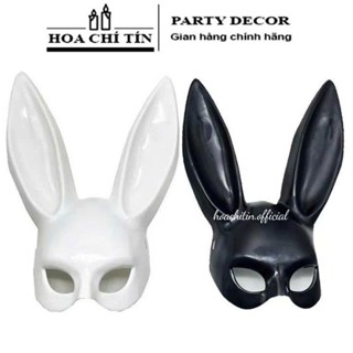 Mặt nạ Thỏ Bunny tai dài đen trắng đồ chơi hoá trang halloween