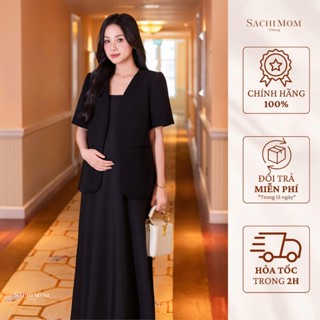SET ĐỒ BẦU GIGI KYRA  2 MÓN ĐI TIỆC / CÔNG SỞ – VÁY 2 DÂY KÈM ÁO BLAZER  – ĐẦM BẦU SACHIMOM