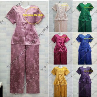  Đồ bộ trung niên gấm cho bà 2 túi áo cao cấp 