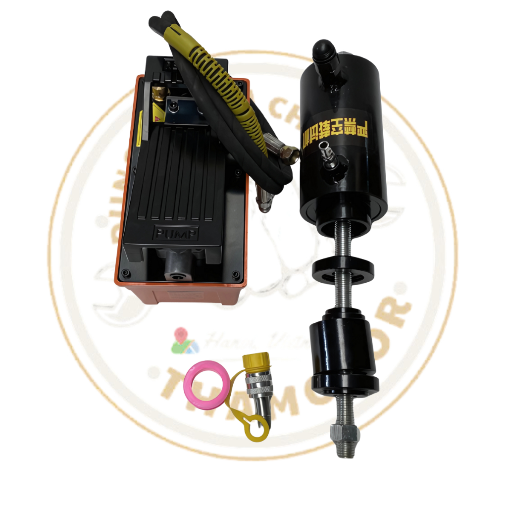Bộ dụng cụ tháo lắp ắc nhíp xe tải trực tiếp trên xe dùng bơm thủy lực