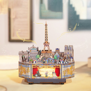 Mô Hình Gỗ 3D chuyển động Lắp Ráp DIY Hộp Nhạc Music box "Paris Thơ Mộng" TQ230 Đồ chơi lắp ráp bằng gỗ 3D phát sáng