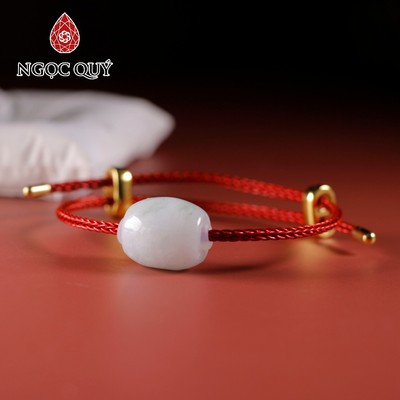 Vòng tay dây thép lu thống đá cẩm thạch 12x14mm - Ngọc Quý