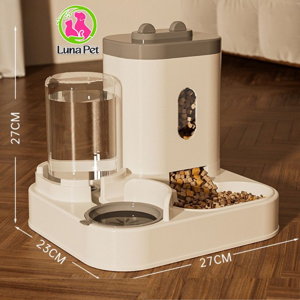 Bát đựng thức ăn nước uổng tự động cho chó mèo Luna Pet BA16- Bát ăn đôi cho thú cưng