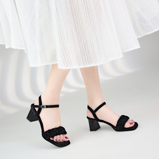  Giày Cao Gót MWC G068 - Sandal Cao Gót Quai Nhún Cách Điệu Mũi Vuông Thời Trang Thanh Lịch 