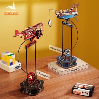  Mô hình gỗ 3d Con lắc Robotime Rokr Sky Captain và Ocean Fisher MCD01 Bằng gỗ tự lắp ráp. 
