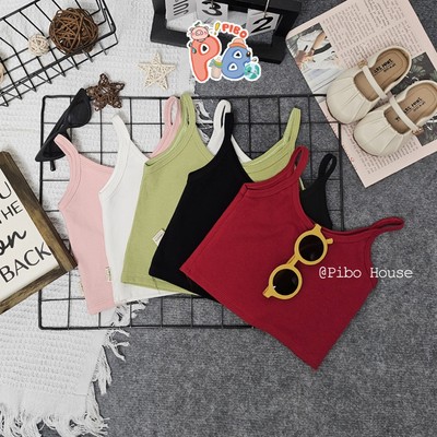 Áo Hai Dây Cho Bé Gái Dáng Ngắn Form Ôm, Vải Zip Co Giãn Tốt, Mềm Mát, Thấm Hút Mồ Hôi-T2-Babyboo-Pibo-CRHD01