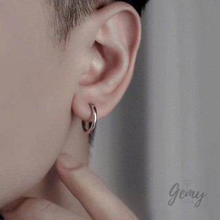Khuyên tai nam bạc 925 khuyên tròn trơn dáng basic đeo hàng ngày (1 chiếc) | GEMY SILVER KN96