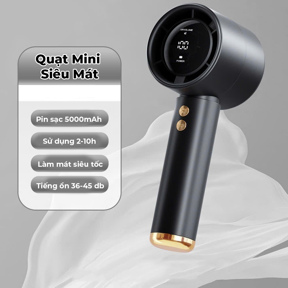 Quạt cầm tay mini M2 5000mAh di động có thể sạc gió mạnh 100 tốc độ turbo phản lực màn hình hiển thị pin tặng dây đeo | BigBuy360 - bigbuy360.vn