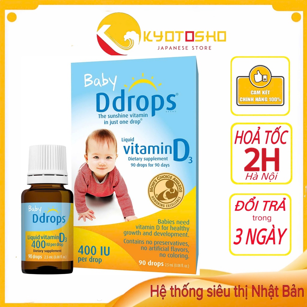 Baby Ddrops Vitamin D3 ddrop cho bé 90 giọt của Mỹ date 1/2026