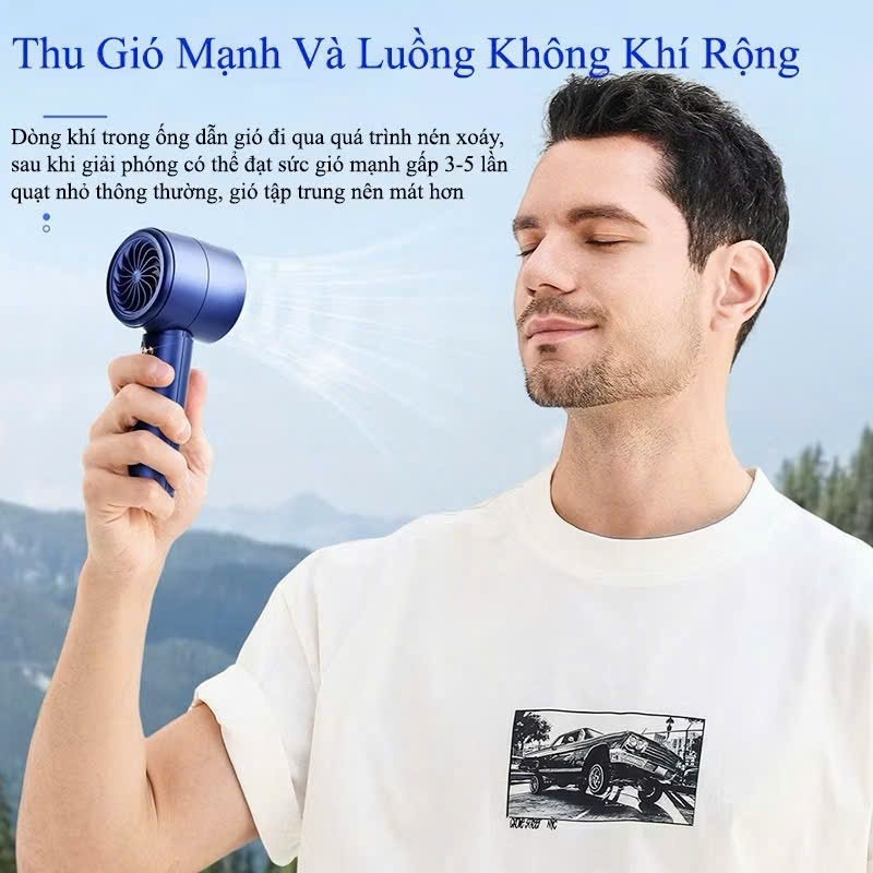 Quạt cầm tay mini M2 5000mAh di động có thể sạc gió mạnh 100 tốc độ turbo phản lực màn hình hiển thị pin tặng dây đeo | BigBuy360 - bigbuy360.vn
