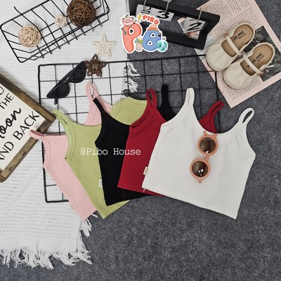 Áo 2 Dây Cho Bé Gái Dáng Ngắn, Ôm Body,Vải Zip Mềm Mát, Thấm Hút Mồ Hôi-SIMEEFA-CRHD01-T3-Pibo Store