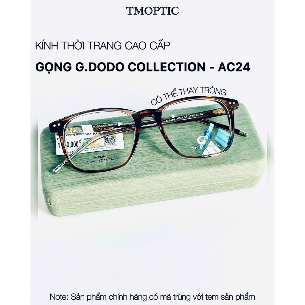Gọng kính G.DODO AC24 unisex | Chất liệu acetate cao cấp | Kiểu dáng hiện đại | Gọng giả vân gỗ