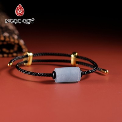 Vòng tay dây thép lu thống đá Aquamarine 9x15mm - Ngọc Quý