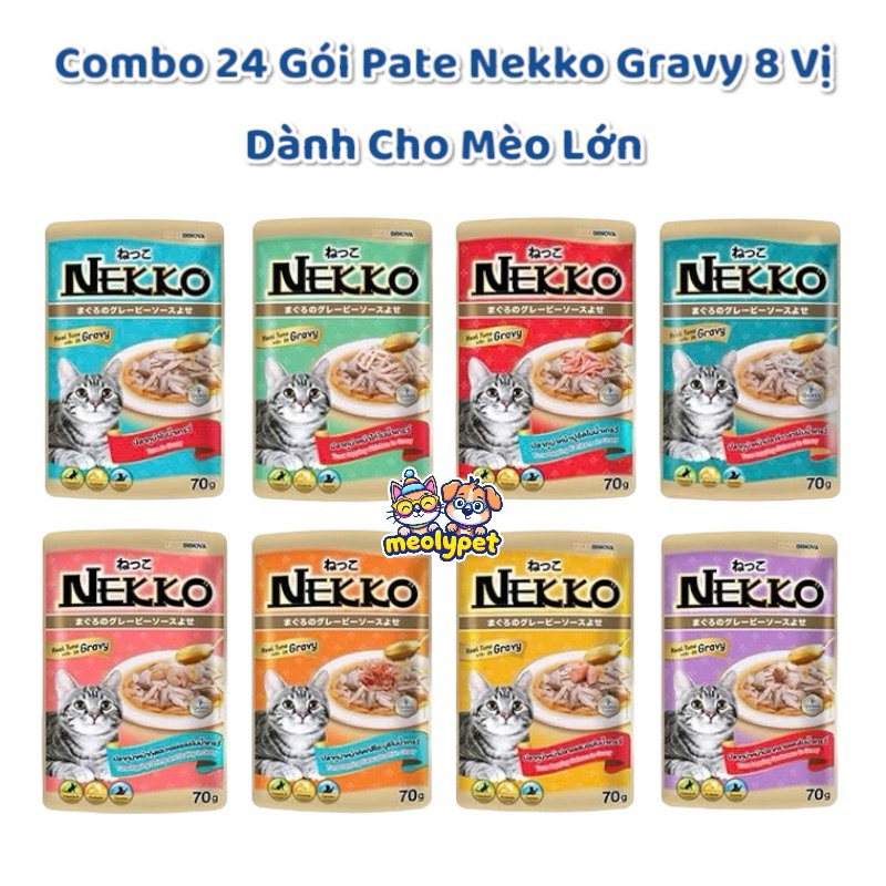 Combo 24 Gói Pate Nekko Gravy Dành Cho Mèo Lớn (Dạng nước sốt)