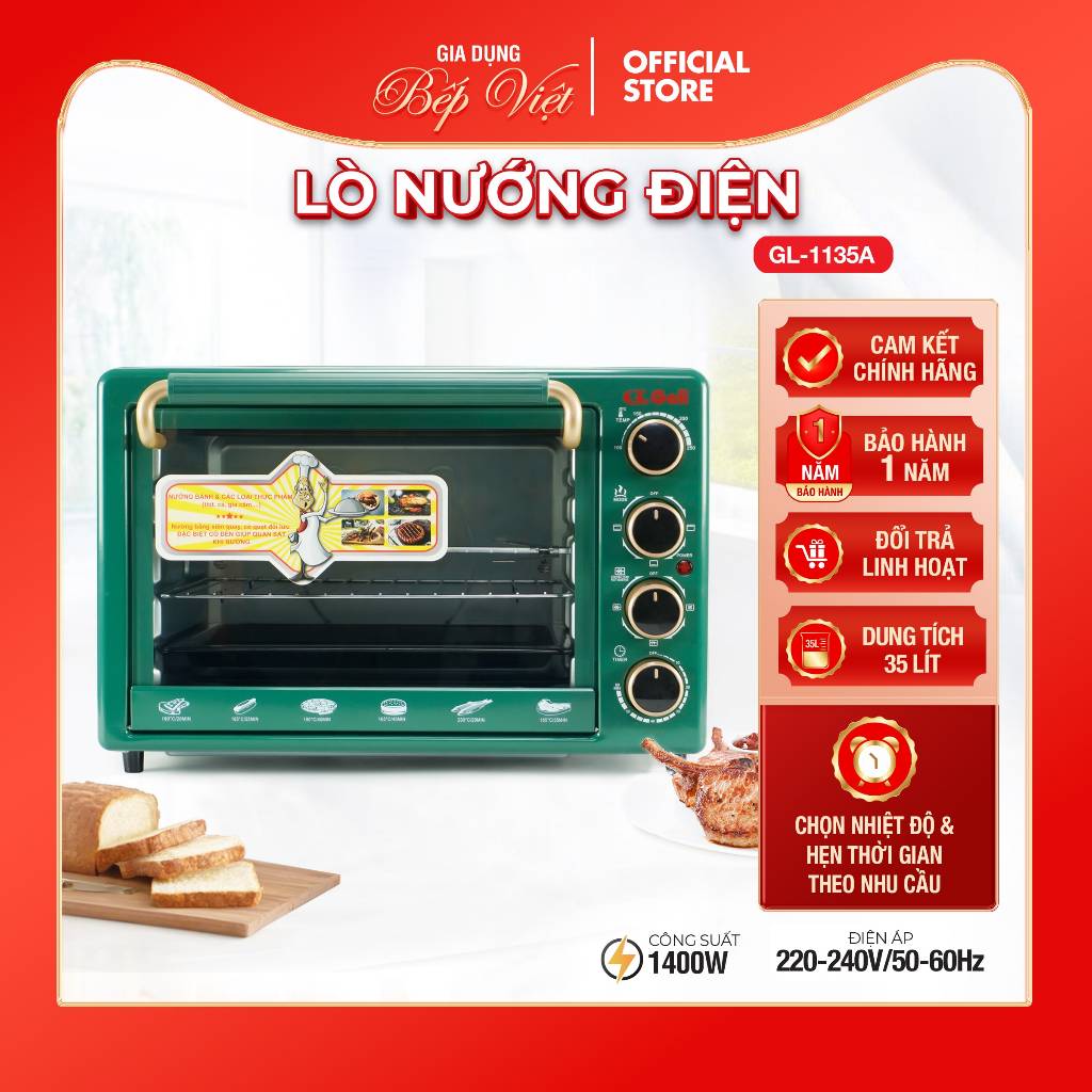 [Tặng Nón] Lò Nướng Thùng Gali GL-1135A 35 Lít – Nướng Ngon, Chín Đều, Đa Năng Cho Mọi Nhà!