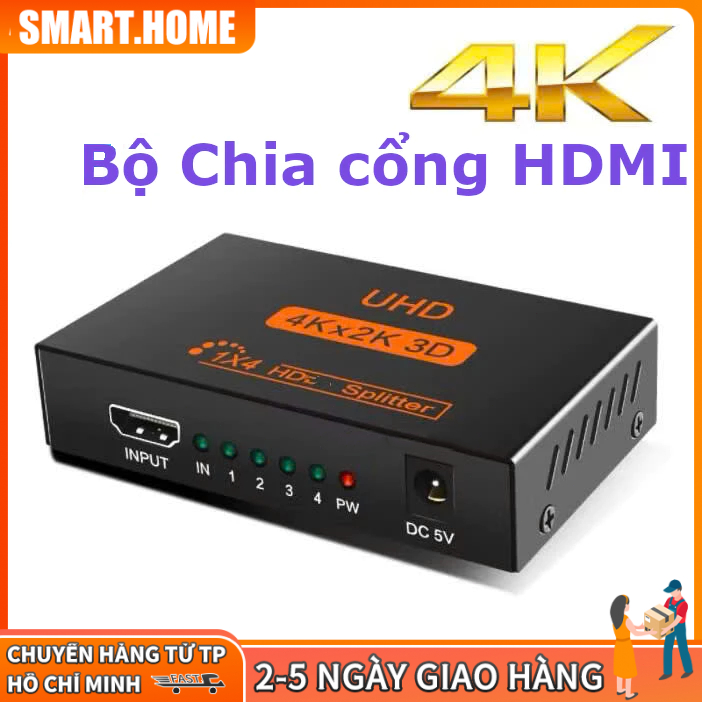 【🔥Free ship🔥】Full Box Bộ chia HDMI 4K 2K Bộ chia HDMI 2 cổng HDMI 4 cổng HDMI 1x4 1x2 kim loại cao c
