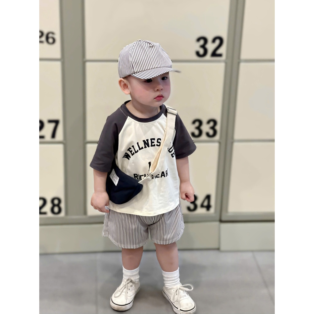 SÉT ÁO PHÔNG RAGLAG WELLNES CLUB 17 MIX QUẦN SHORT KẺ TẶNG KÈM MŨ CHO BÉ