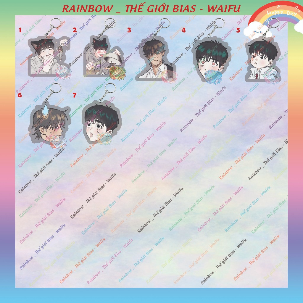 Móc khóa mica After a meal 5cm, keychain acrylic Ăn xong rồi chill manhwa bl