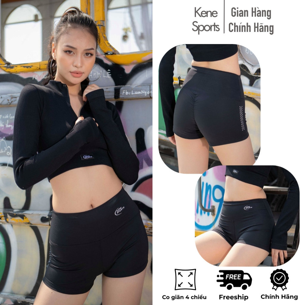 Quần shorts nữ cạp cao tôn dáng thời trang, thể thao chất vải mềm mịn co dãn 4 chiều Kene Sports