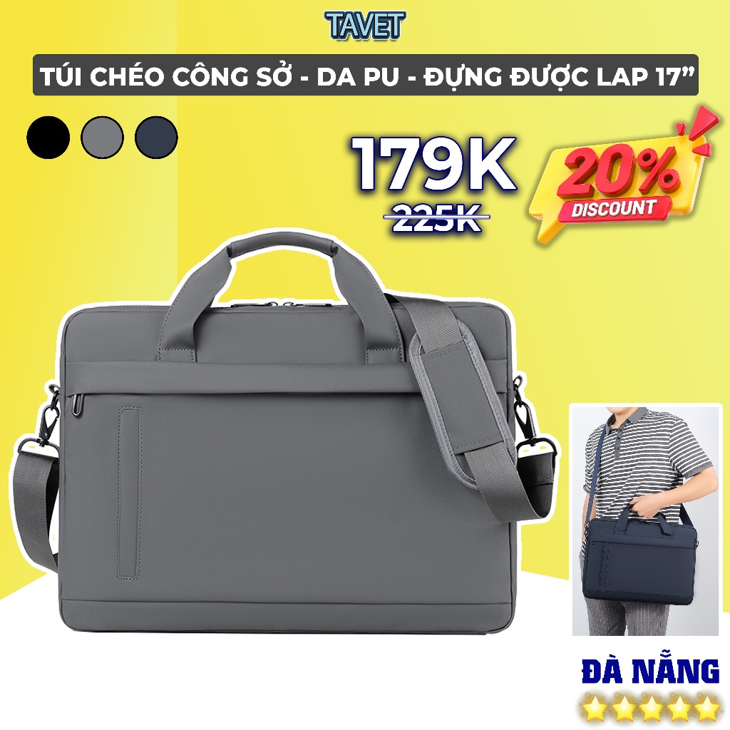 Túi Da PU Cao Cấp Đựng Laptop 15.6 Inch, Tài Liệu A4 Cặp Đeo Chéo Đi Làm Đi Chơi Túi Xách Nam Cỡ Lớn
