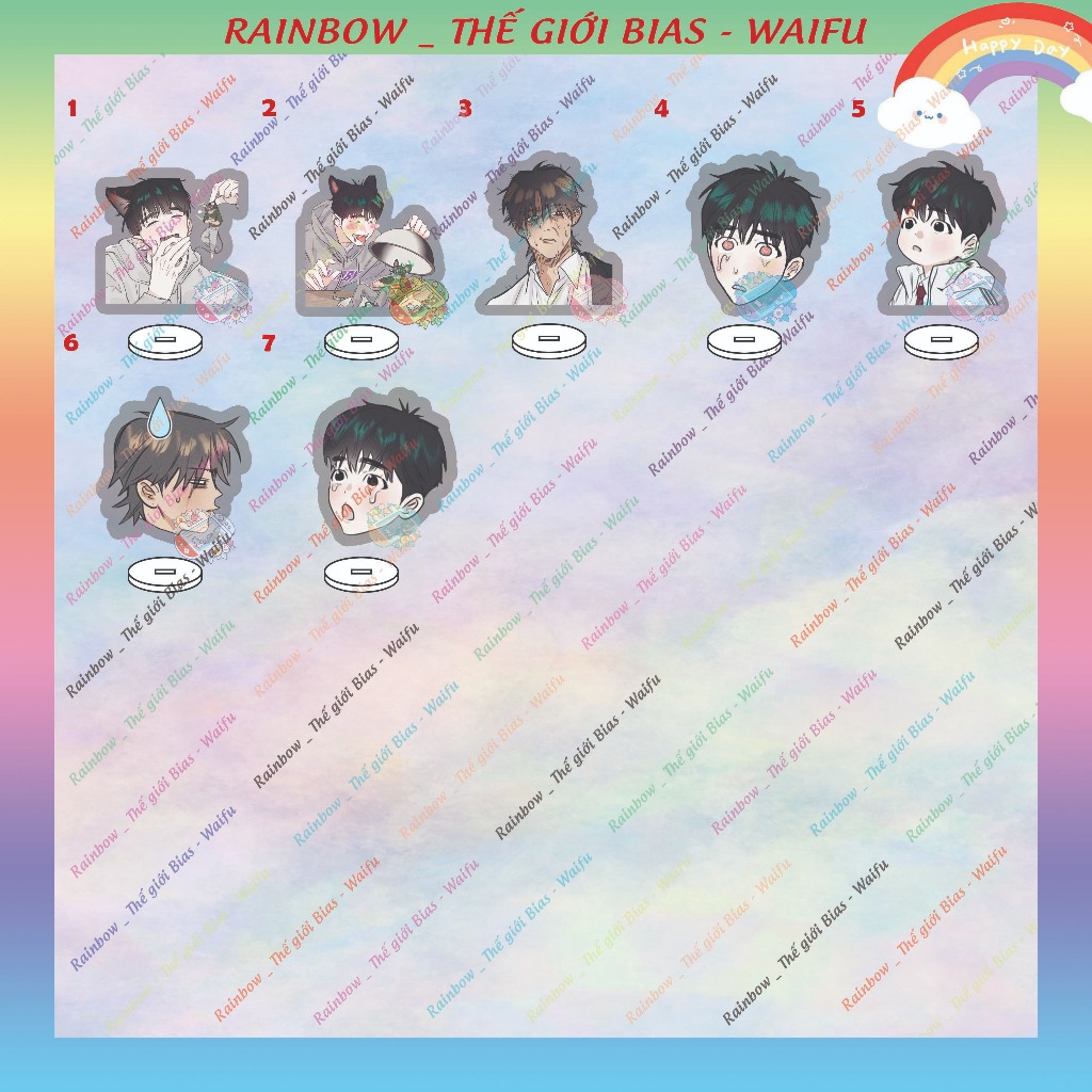 Standee mica After a meal 5cm, mô hình acrylic Ăn xong rồi chill manhwa bl