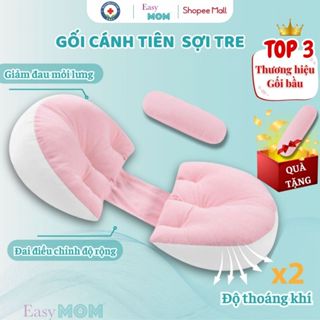 Gối bầu cánh tiên Easy MOM Organic cao cấp vải sợi tre thoáng khí giúp nâng đỡ bụng cho mẹ bầu ngủ ngon