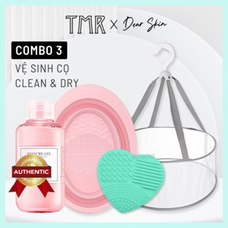 Bộ dụng cụ vệ sinh cọ trang điểm TMR Clean and Dry Combo set giỏ phơi cọ, nước rửa cọ tiện lợi