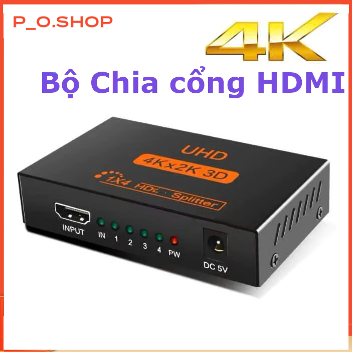 【🔥Rẻ】Full Box Bộ chia HDMI 4K 2K Bộ chia HDMI 2 cổng HDMI 4 cổng HDMI 1x4 1x2 kim loại cao cấp mở rộ