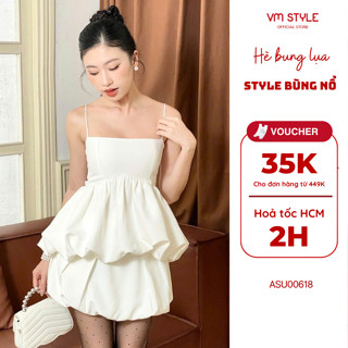 VM STLYE -  Áo hai dây babydoll, Áo hai dây dáng bí phồng chiết eo đi chơi, đi chụp ảnh ASU00618