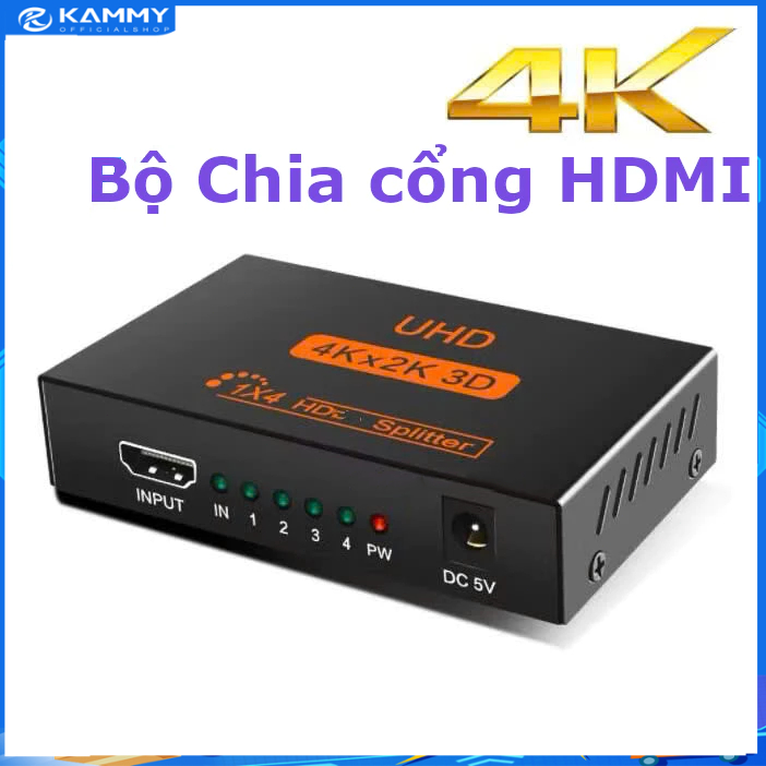 【🔥HCM】Full Box Bộ chia HDMI 4K 2K Bộ chia HDMI 2 cổng HDMI 4 cổng HDMI 1x4 1x2 kim loại cao cấp mở r
