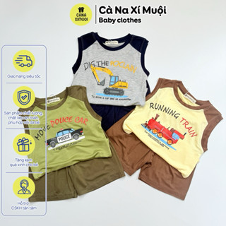 Bộ Ba Lỗ 9-30kg Thun Lạnh Xe Bé Trai CANAXIMUOI Cao Cấp Mềm Mát