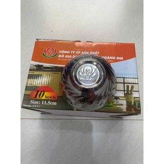 Bộ 10 chén bát cơm inox 304 2 lớp cách nhiệt LOẠI 11.5CM Mẫu xoắn Hoàng Gia