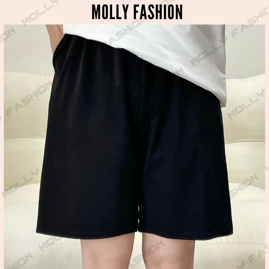 Quần short nam nữ hoạt hình ĐEN TRƠN bigsize | freesize ống rộng/phối streetwear Molly Fashion
