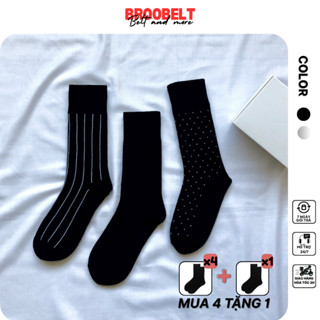  Tất vớ nam cổ cao họa tiết chấm bi sọc trơn đi giày tây phong cách vintage Châu Âu chất cotton 