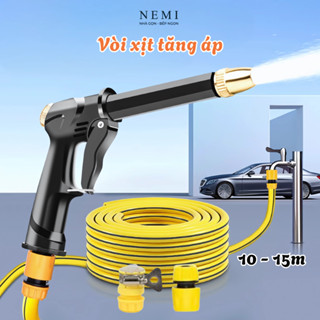 Bộ vòi xịt tăng áp rửa xe NEMI áp lực cao, dây 10-15m, vòi tưới cây vệ sinh sân vườn nhiều chế độ