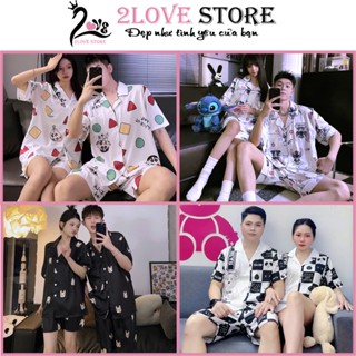 Set Đồ Ngủ đôi Bộ đồ ngủ couple bộ pijama đôi vải lụa latin thoải mái mềm mại 2LOVESTORE dành cho nam và nữ
