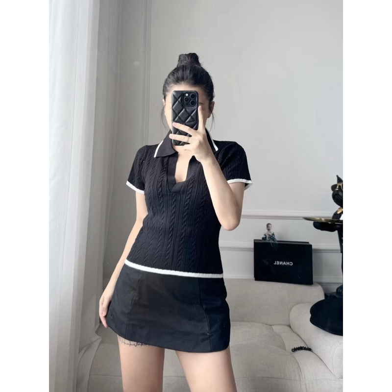 Áo len cổ V