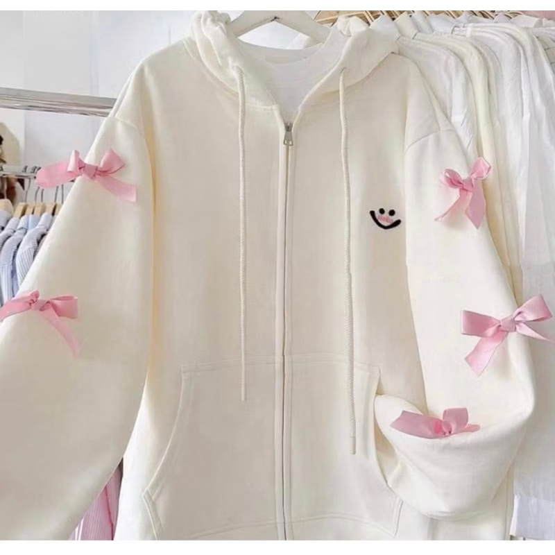 Áo Khoác Nữ , Áo Khoác Nỉ Khoá Mặt Cười