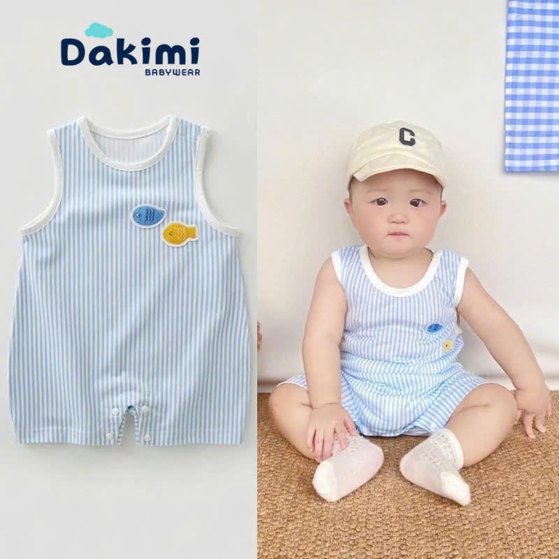 Body sát nách Dakimi Hình cá, Bodysuit chất thun mềm mại,Body đùi cho bé gái bé trai 0-12M