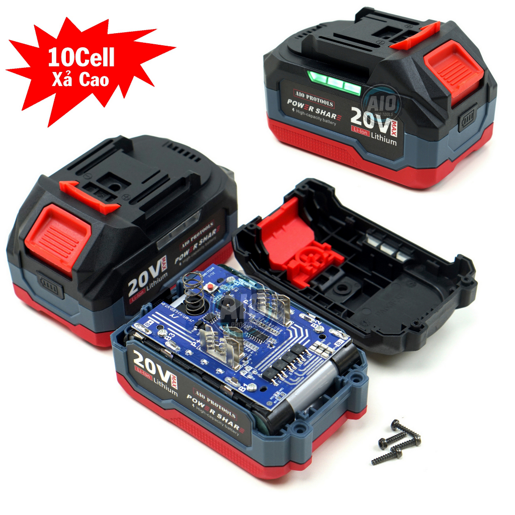 Pin 10 cell HighPower lõi pin 18650 xả cao chân Pin phổ thông chịu tải cao chống ngắt AIO.P09.10C