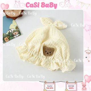 Mũ Tai Bèo Xô Muslin – Màu Be Dễ Thương Cho Bé 0-2 Tuổi CaSi BaBy